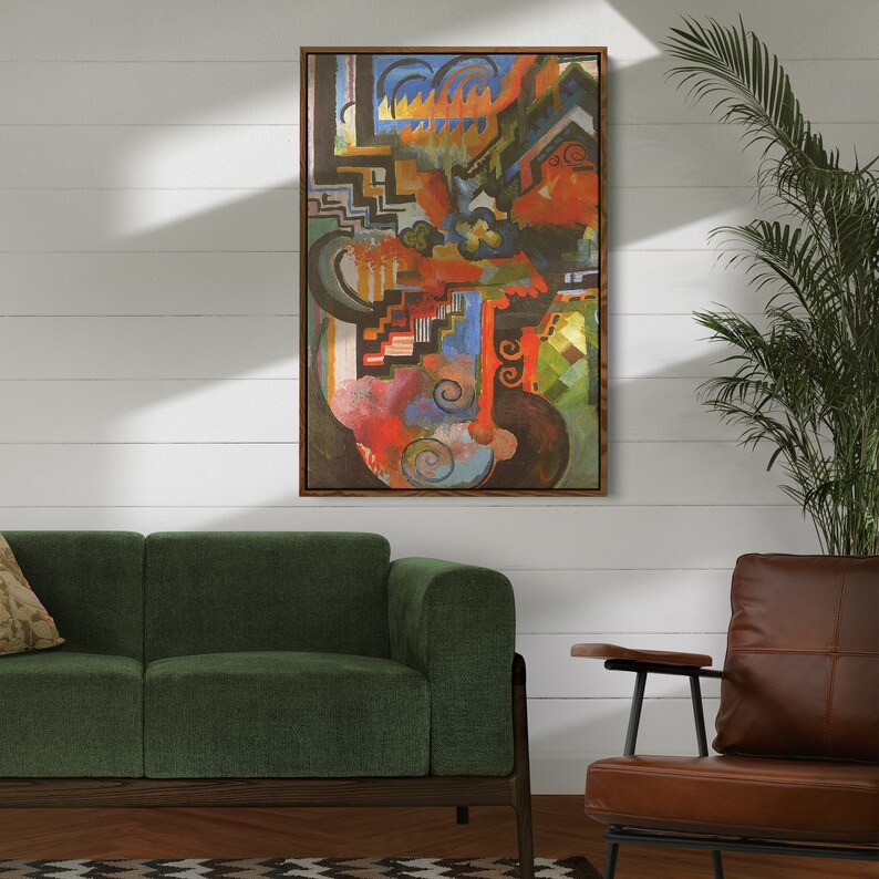 Framed Mid Century Modern Canvas Wall Art Vintage Oil Etsy