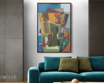 Framed Mid Century Modern Canvas Wall Art • Vintage Oil Painting Abstract Modern Art • Extra Large Oversized Unique Eclectic Decor • CAN-216