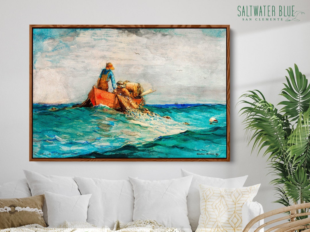 Framed Canvas Ocean Wall Art Large Landscape Oil Painting Etsy