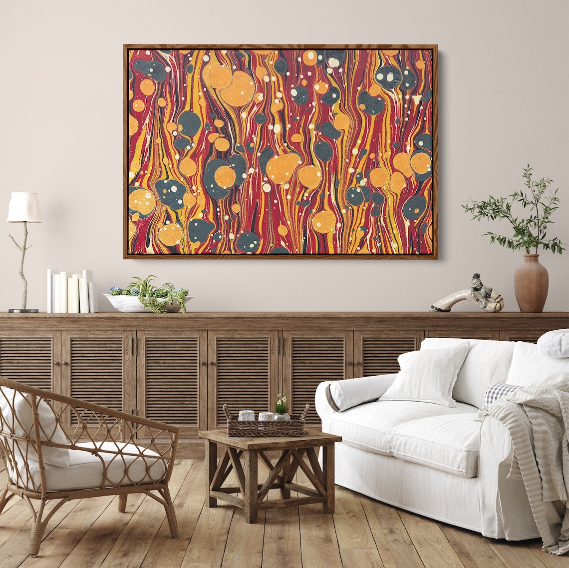 Mid Century Modern Wall Art Extra Large Framed Canvas - Etsy