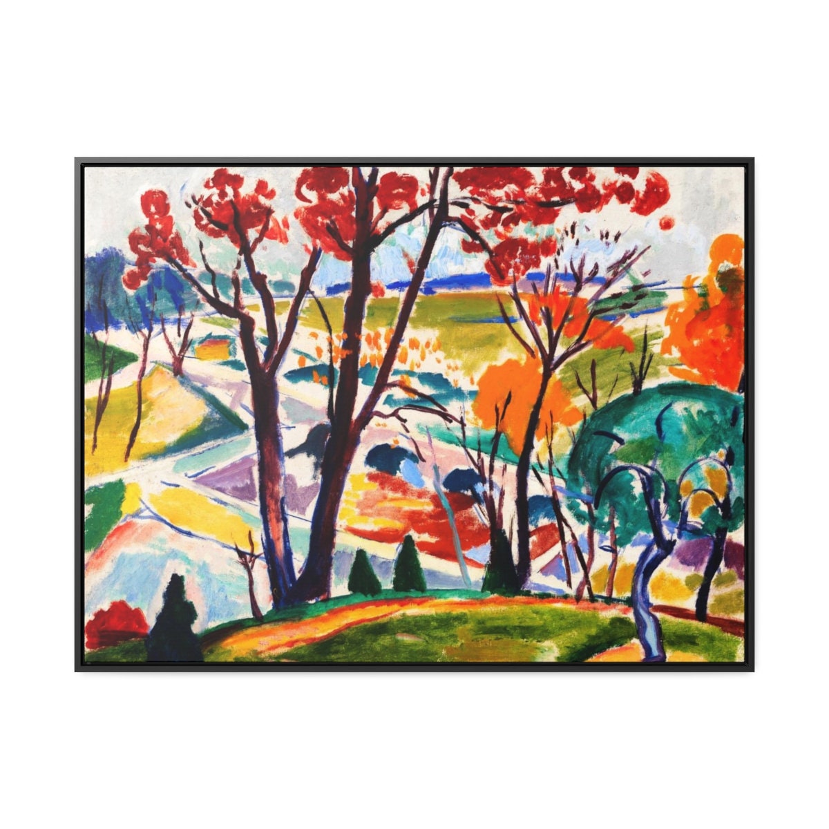 Framed Mid Century Modern Canvas Wall Art Vintage Oil Etsy