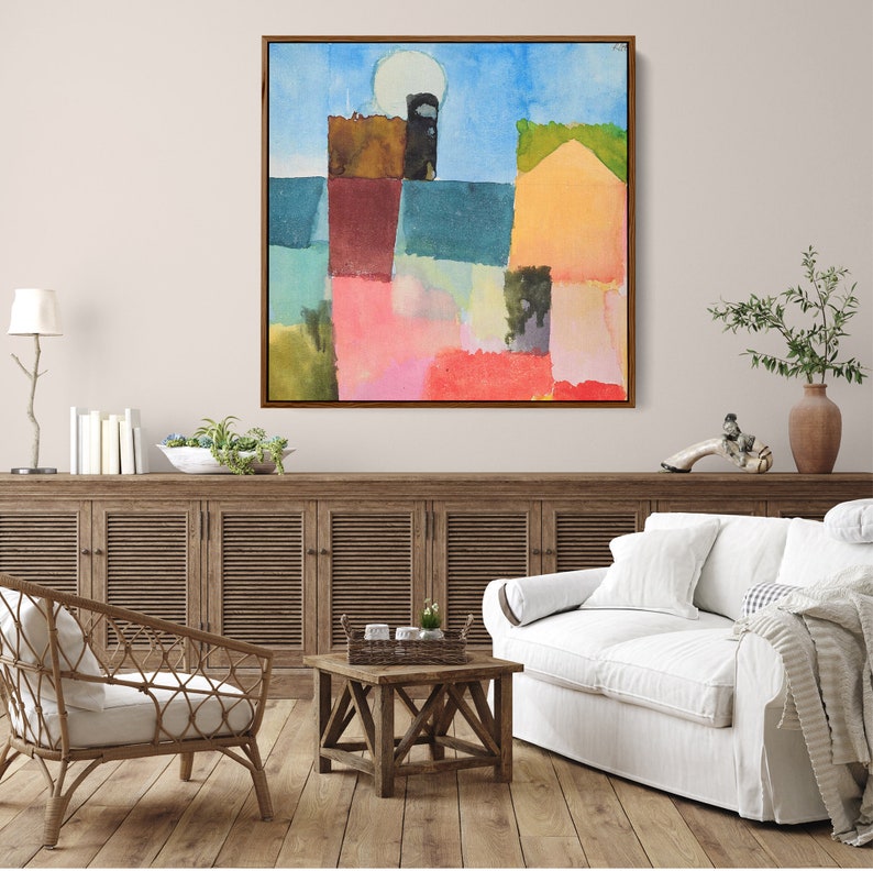 Framed Mid Century Modern Canvas Wall Art Vintage Oil Etsy