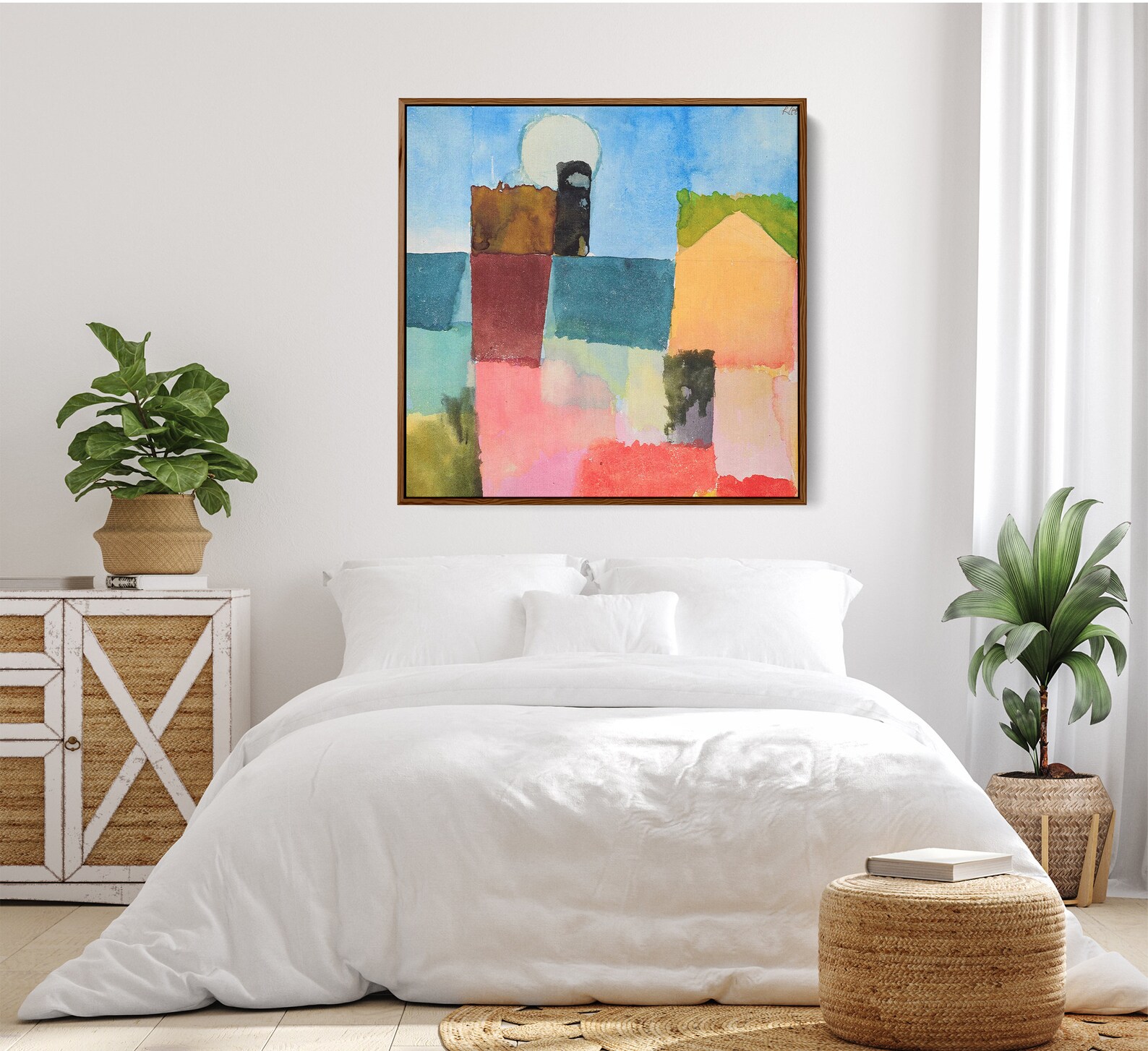 Framed Mid Century Modern Canvas Wall Art Vintage Oil Etsy