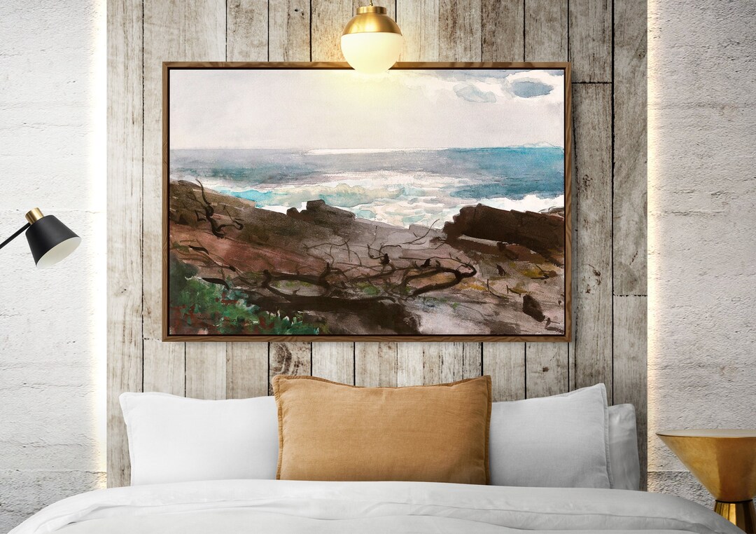 Framed Canvas Ocean Wall Art Extra Large Oversized Abstract Blue