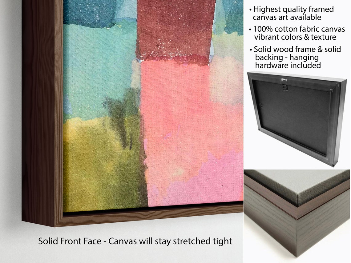 Framed Mid Century Modern Canvas Wall Art Vintage Oil Etsy