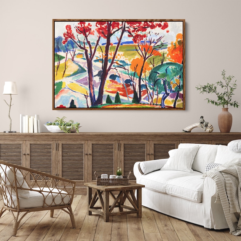 Framed Mid Century Modern Canvas Wall Art Vintage Oil - Etsy