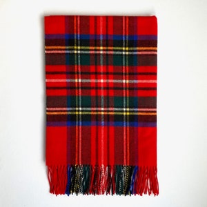 Dress Stewart Red Tartan Wool Blanket | Luxury Wool Blanket | Soft Blanket | Tartan Check Blanket | Red Tartan Blanket