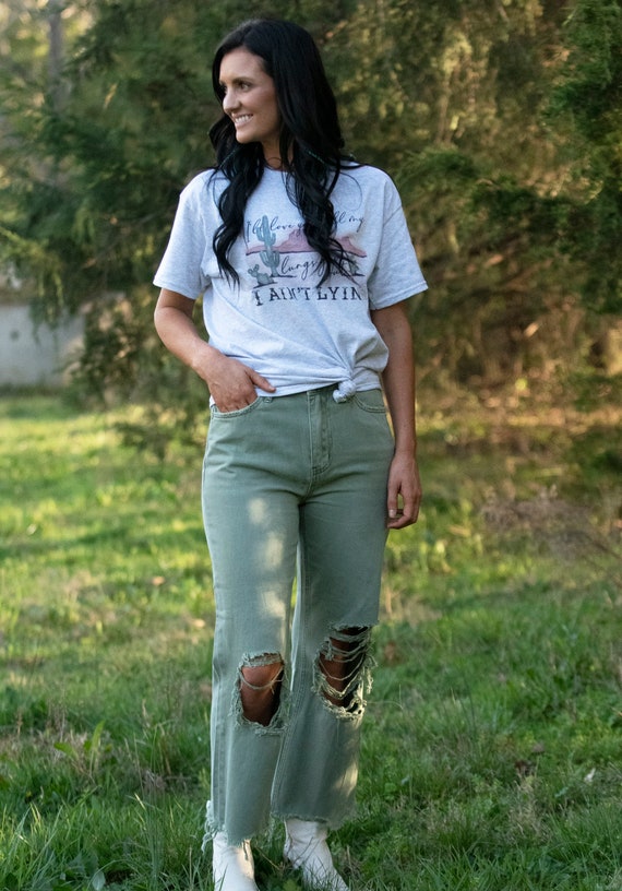 Army green store mom jeans