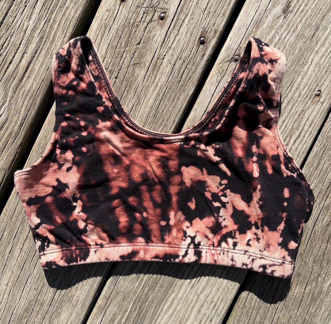 Custom Bleach Dye Sports Bra Bleach Dye Bra Cotton Bra Boho Yoga Sports