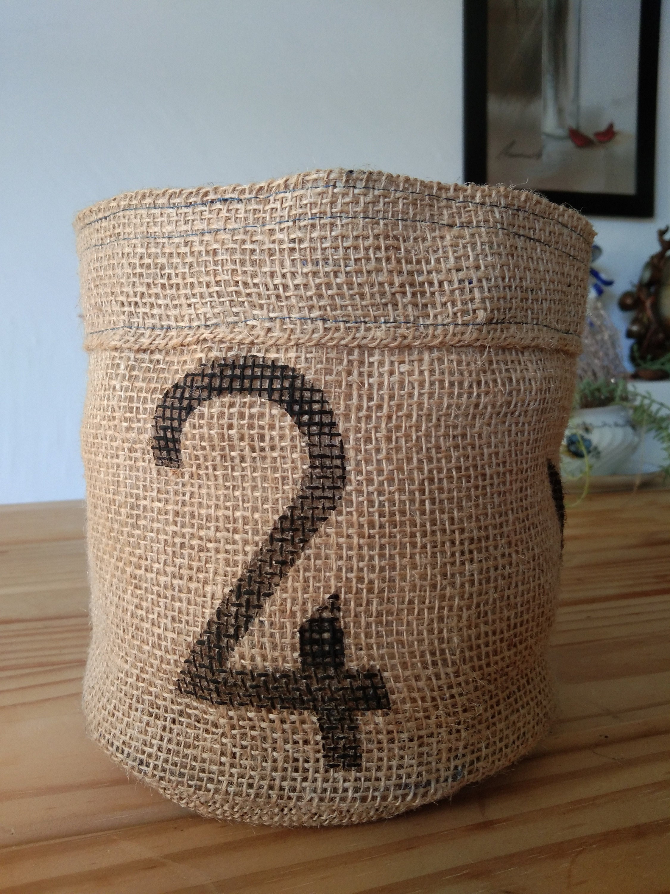 Jute Basket Pattern Panier Rangement Rond Jute Noir Sac Geotextile Pot Interieur/Exterieur Potager s