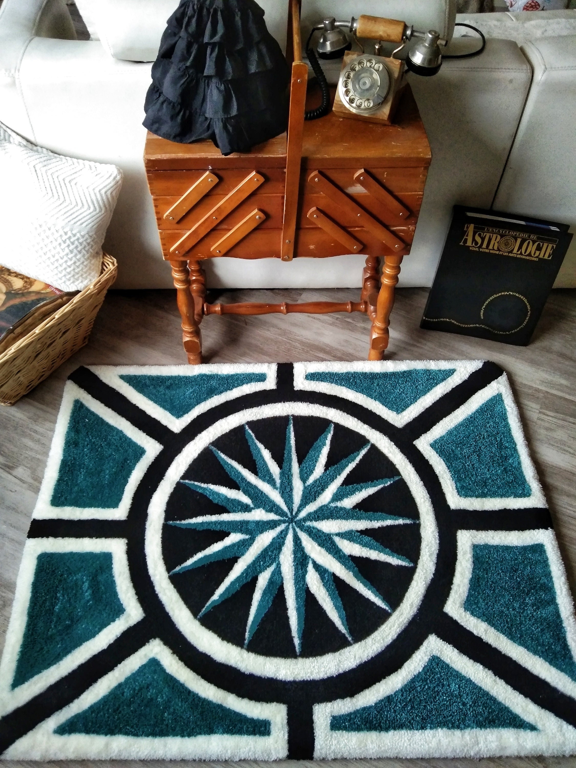 Tapis Fait Main Versaille Émeraude Coloré Moderne Géométrique Tapis de Zone Pour Salon Art Deco Beau