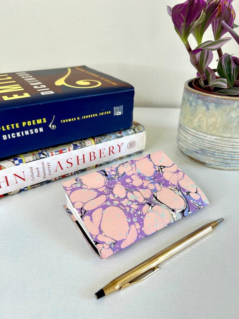 Handmade Pocket Notebook With Marbled Pattern Pink and Purple Hand ...