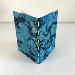 Handmade Marbled Notebook: Teal & Yellow Softcover Journal