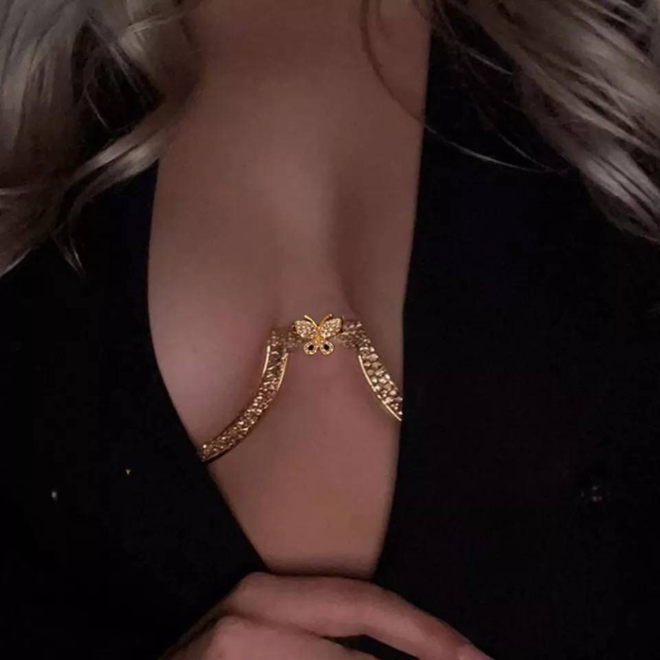 Chain Bra,chest Bralette,gold Bralette,chain Body Jewelry,gold