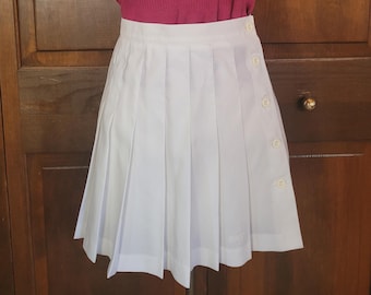 S Vintage &quot;Prince Sports Wear&quot; White, Pleated, Tennis Skirt, with Button Up Side Closure
