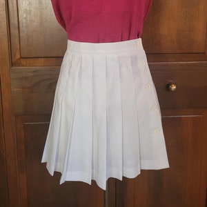 S Vintage &quot;Prince Sports Wear&quot; White, Pleated, Tennis Skirt, with Button Up Side Closure