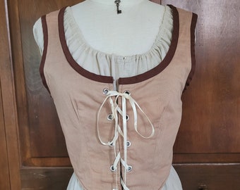 M Homemade Corset, Lace Up Vest, in Two Tones of Brown