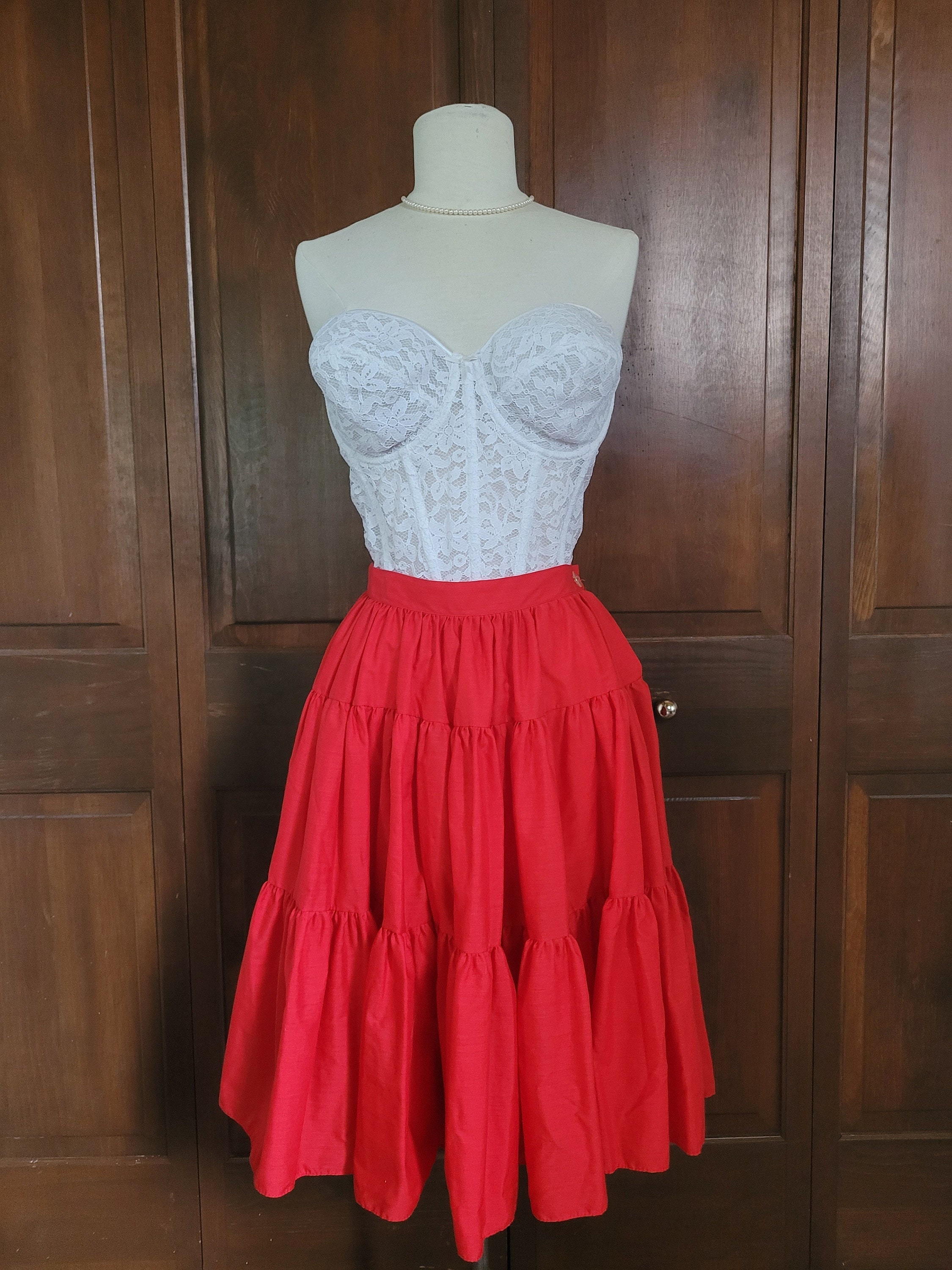 XS Vintage Handmade, Tiered, Circle Skirt, Square Dance