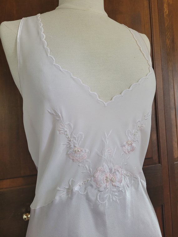 L Vintage, Pale Pink Satin, Maxi Length Nightgown… - image 4