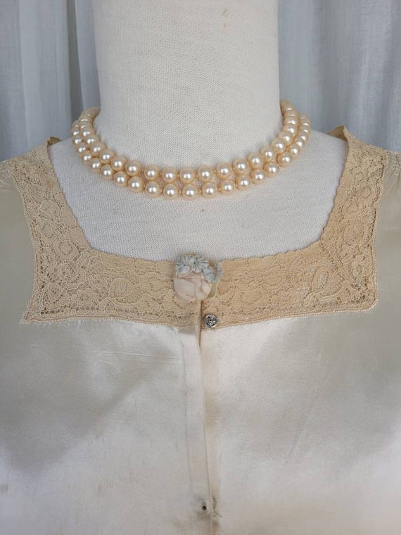 M 1920's Antique Champagne 100% Silk, Cropped and… - image 3