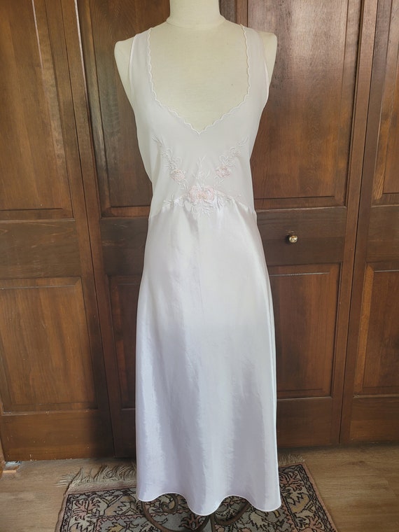L Vintage, Pale Pink Satin, Maxi Length Nightgown… - image 2