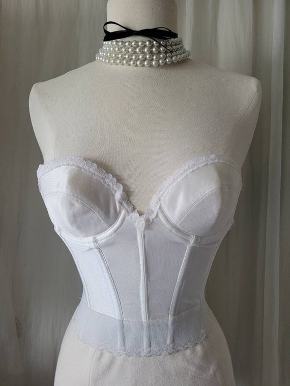 Buy 32B Vintage White Bustier, Corset, Long Line Bra With