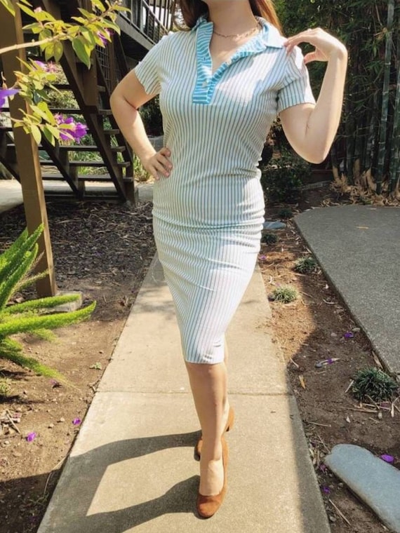 M 1970's Handmade, Candy Striper Style, Body Con, 