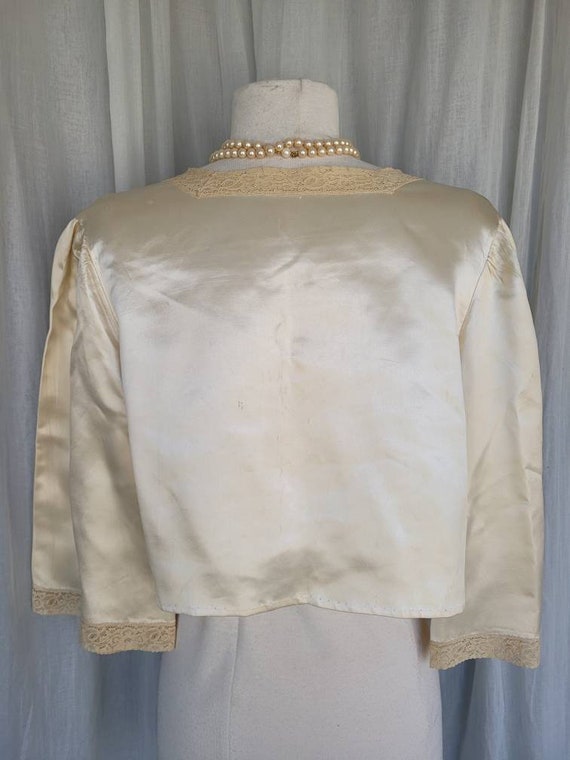 M 1920's Antique Champagne 100% Silk, Cropped and… - image 9