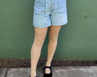 M Vintage &quot;Lee Riders&quot;, High Waisted, Light Wash, Distressed Denim, Cotton Shorts with Worn In Feel