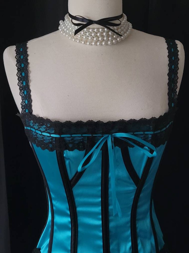 Zandee Turquoise Shimmer Satin Overbust Corset