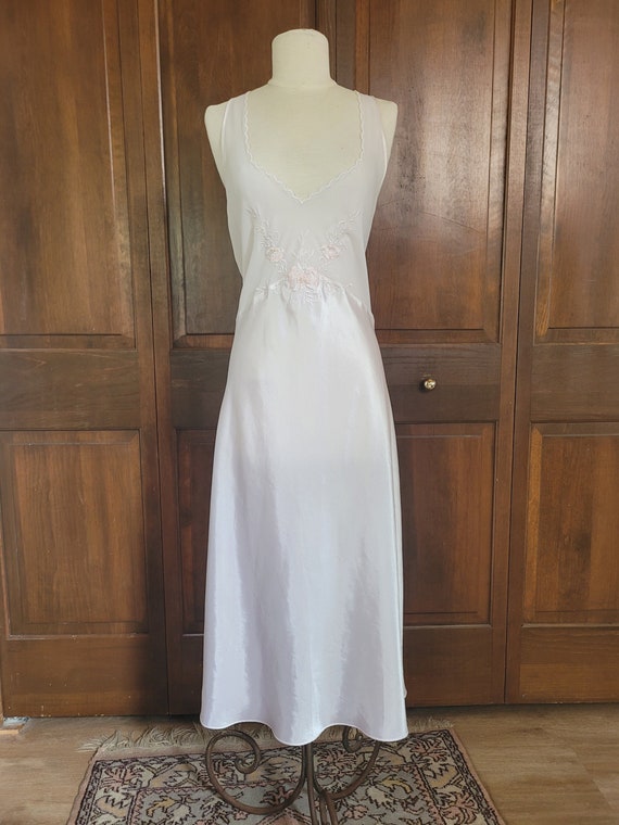 L Vintage, Pale Pink Satin, Maxi Length Nightgown… - image 1