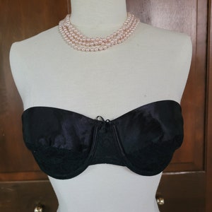 36B/80 Vintage Vassarette Black Strapless Bra