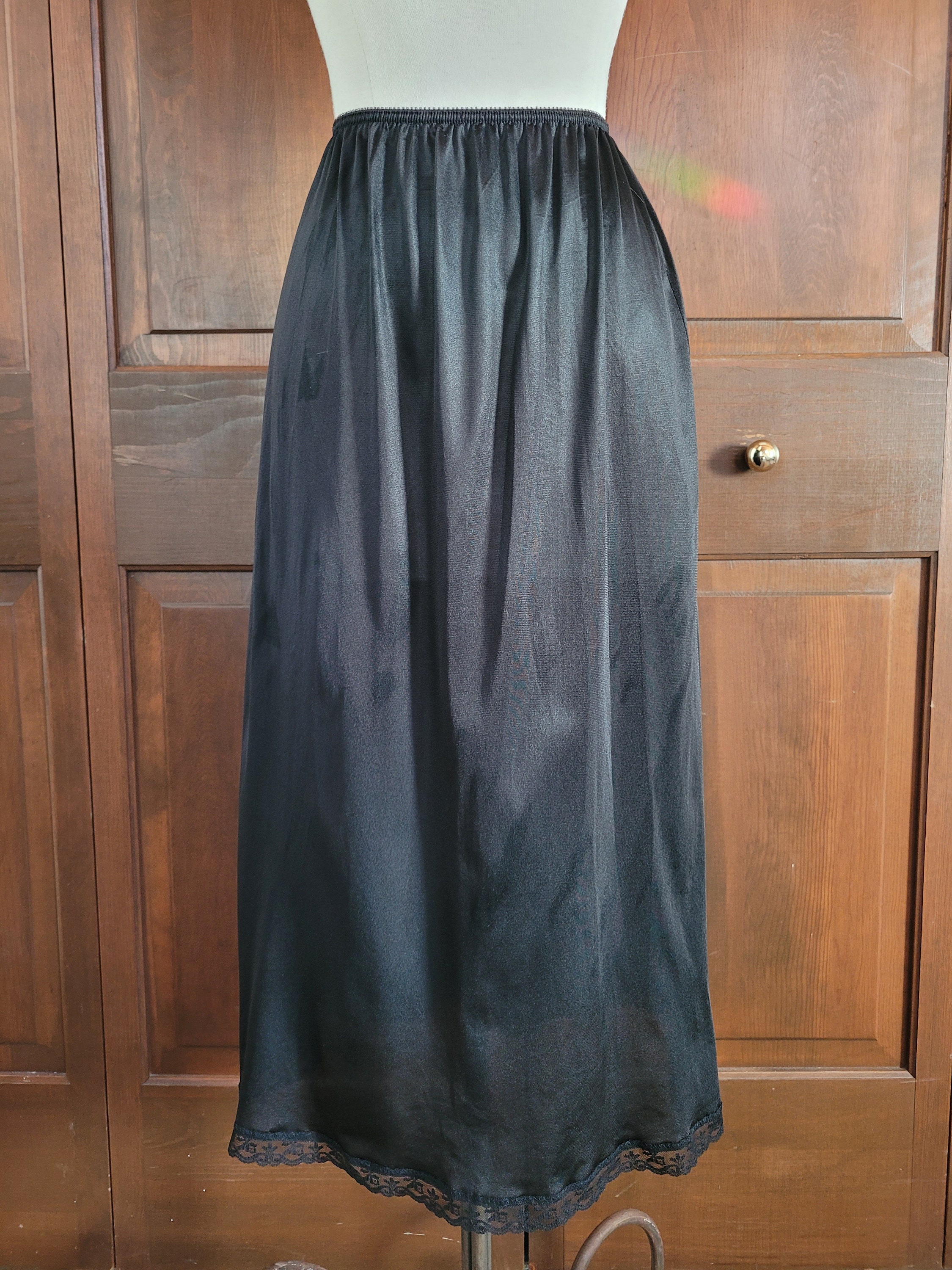 M Vintage Midi Length Satin Slip Skirt Etsy UK
