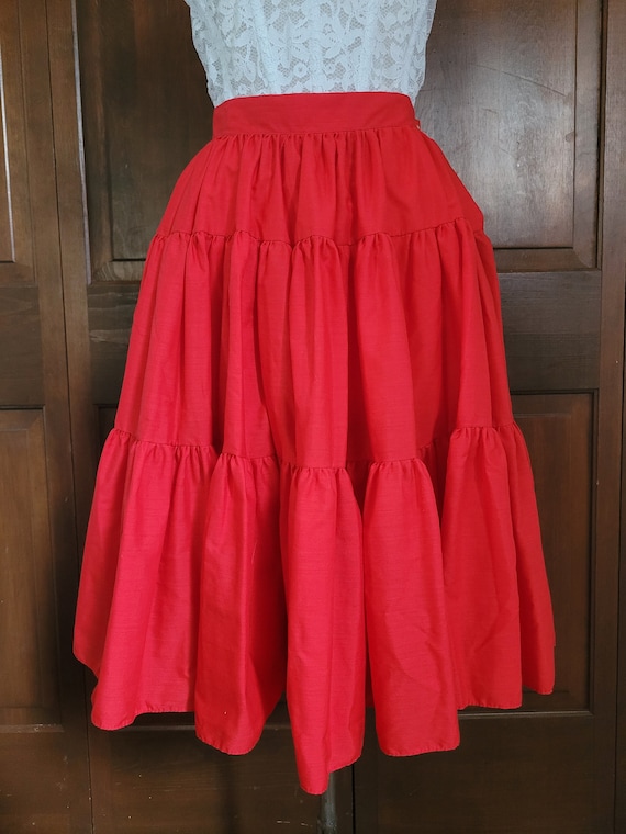 XS Vintage Handmade, Tiered, Circle Skirt, Square… - image 2