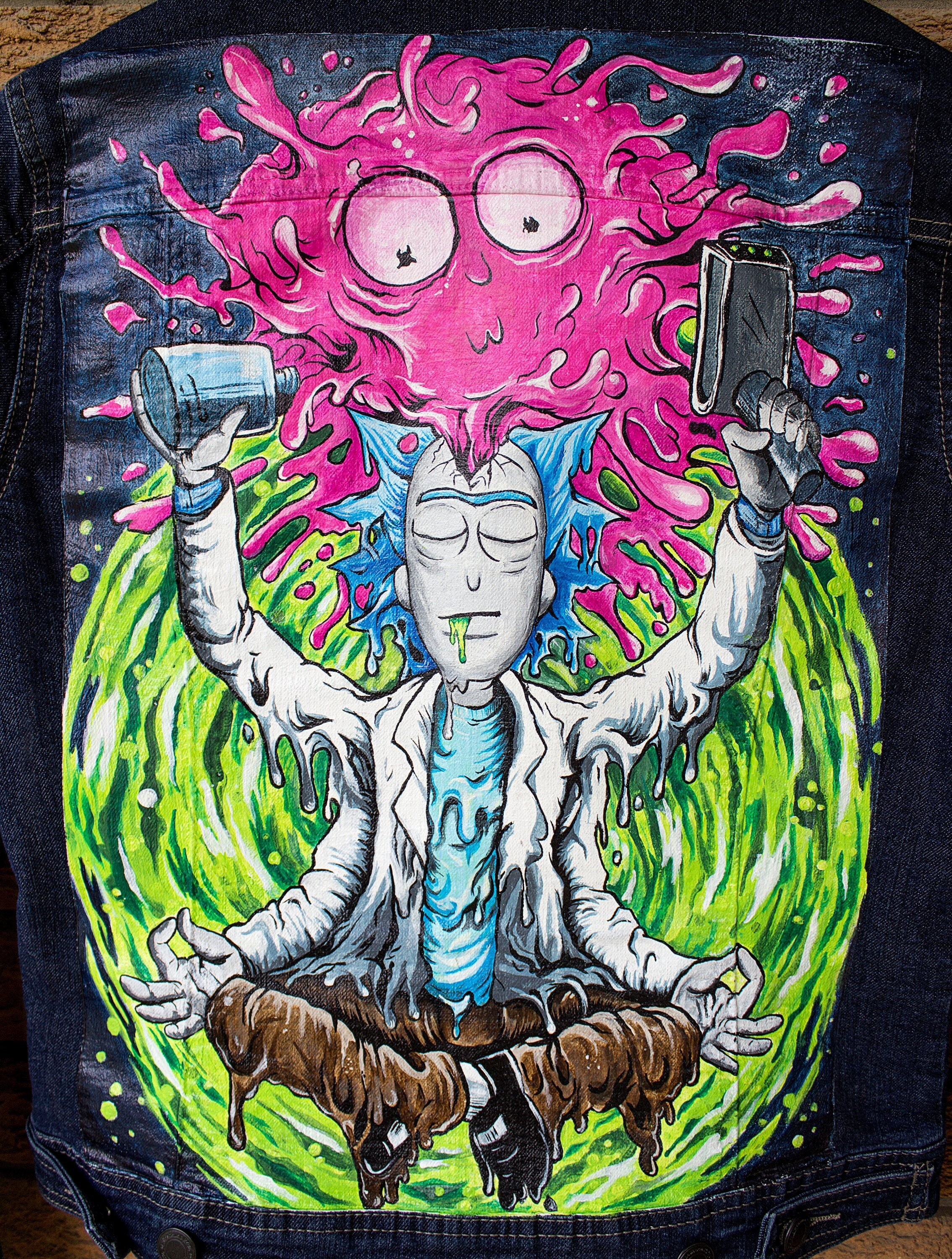 Rick \u0026 Morty Denim Jacketpainted Denim 