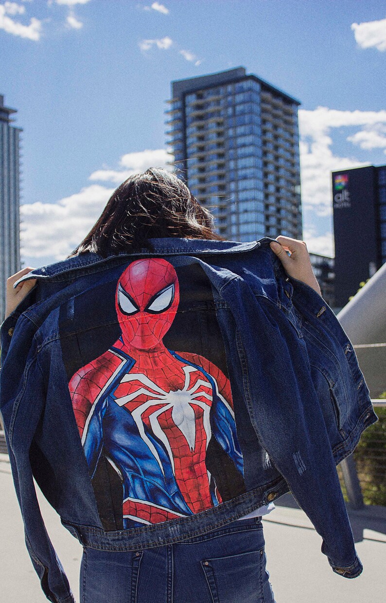 spider man denim jacket