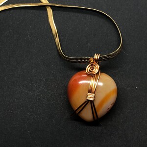 Red Carnelian Agate Heart Shaped Choker Style Crystal Necklace/ Wire Wrapped Carnelian Jewelry/ Sacral and Root Chakra Healing Jewelry