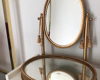 Vintage Tabletop Vanity Mirror - Small 14.25” x 13” x 9.5”