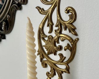Ornate Brass Wall Vintage Candlestick Holder