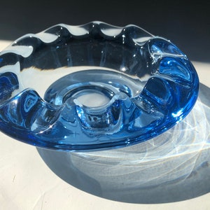 Ice Blue Glass MidCentury Cigar Ashtray