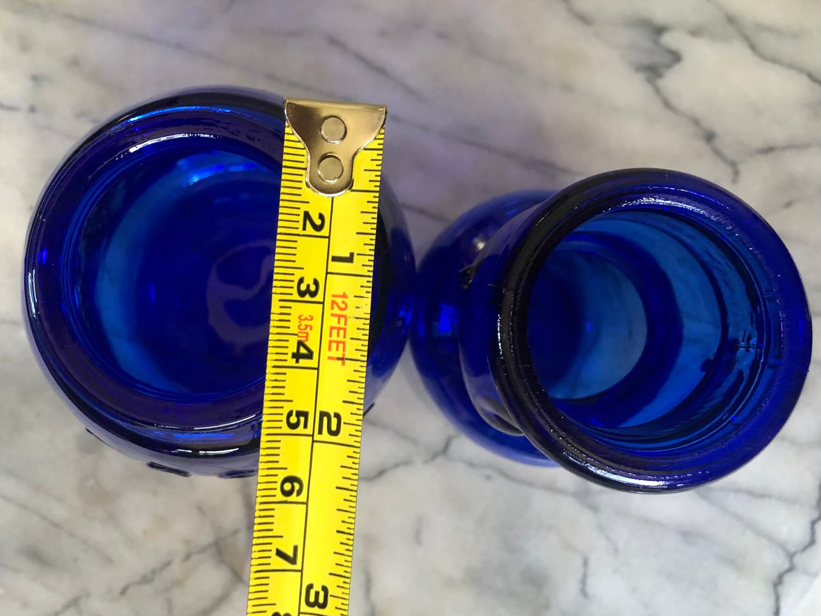 Antique Cobalt Blue Glass Mason Jar and Vase With Face Bottle Etsy
