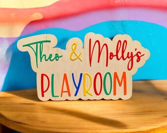 Letrero personalizado de arce para sala de juegos, nombre en plexiglás 3D, decoración para habitación infantil