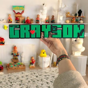 Placa de nombre inspirada en Minecraft / Letrero de puerta personalizado / Placa de puerta de dormitorio de pared / Exhibición de escritorio / Regalo para niños