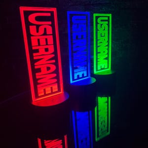 Luz nocturna con nombre de usuario para juegos LED personalizada / Letrero de videojuegos / Letrero LED con nombre de usuario personalizado