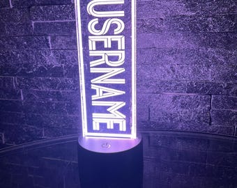 Personalisierte Gamer Benutzername LED-Schild | Farbwechsel Nachtlicht