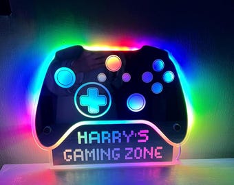 Personalized LED Game Controller Sign | Acrylic Gaming Zone Decor