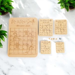 Personalised Table Wedding Games | Party Favours | Wooden Favours | Wedding Keepsake Gift | Christening Favours | Snakes & Ladders