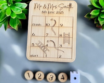 Personalized Wooden Snakes & Ladders Game | Wedding, Christening Favors