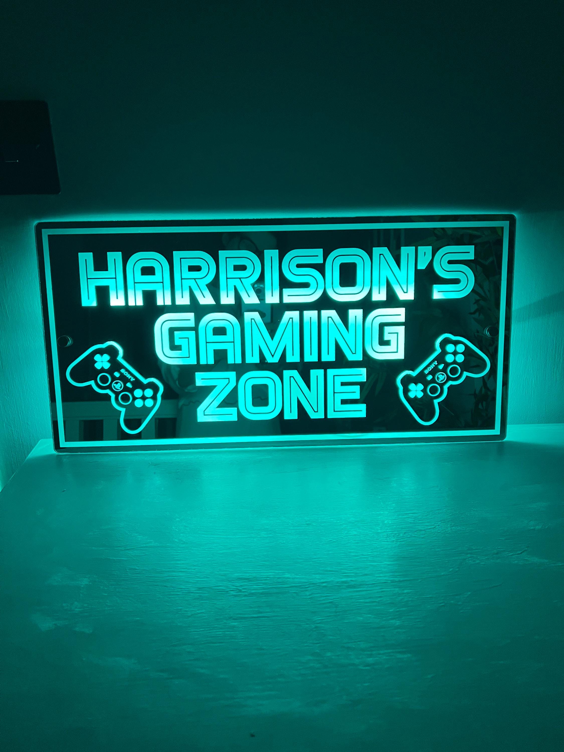 Personalised LED Mirror Game Zone Sign • Custom Gamer Room Light ...