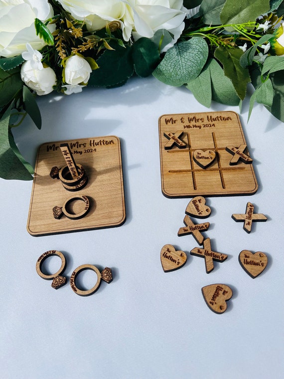 Personalised Table Wedding Games | Unique Wedding Favours | Ring Toss | Wedding Keepsake Gift | Wedding Ideas | Hearts & Crosses